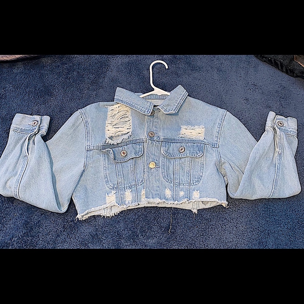 Cropped denim jean jacket from SHEIN